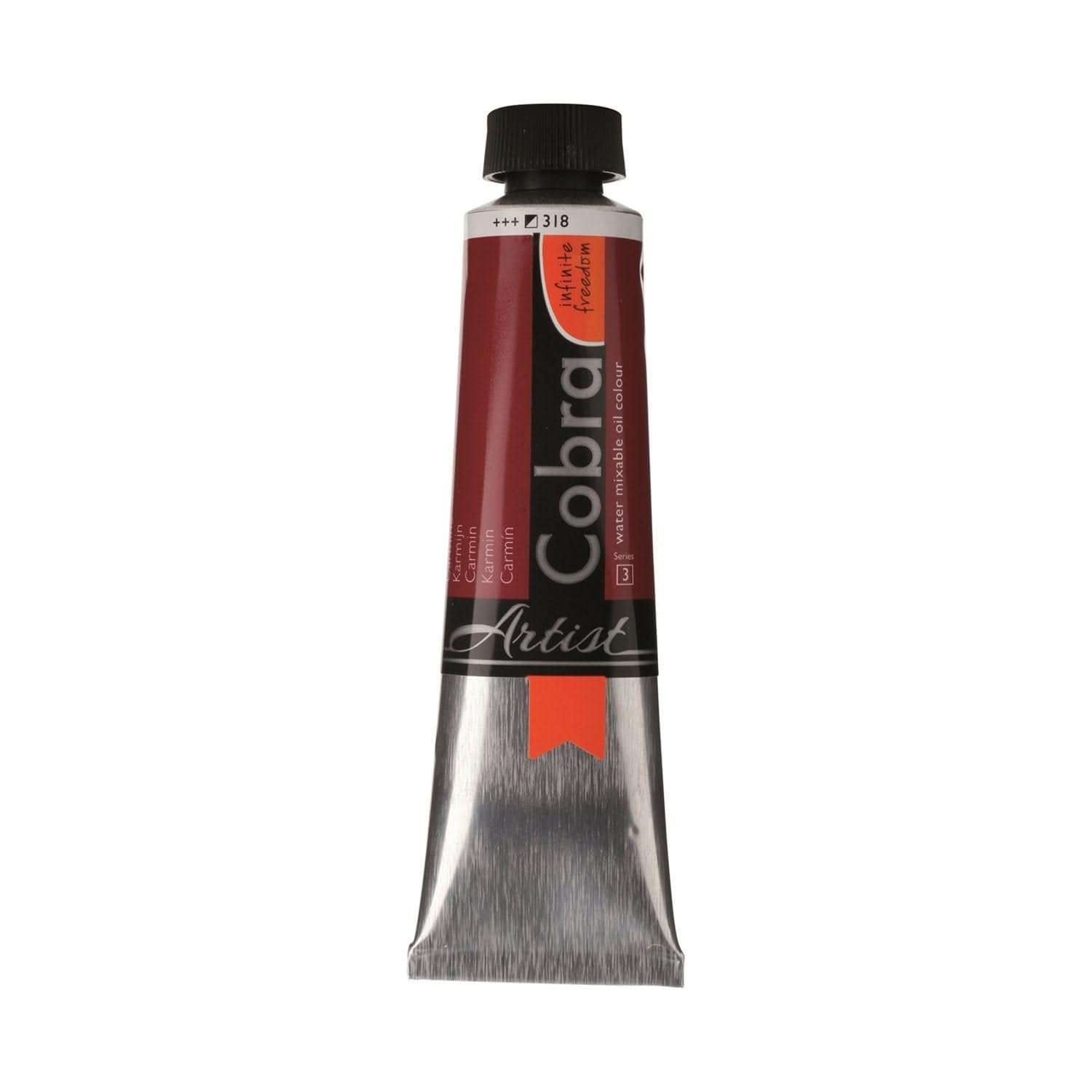 Cobra Artist Water-Mixable Oil Colour Tube - 40 ml Carmine 318 - Semi-Opaque High Lightfastness - Solvent-Free Professional Painting — image 1