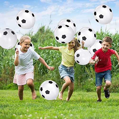20 Pcs Football Balloons, 12 Inch Black White Soccer Latex, World Cup Theme Party Supplies for Sport Theme, Kids Birthday, Football Fans Party Bag Fillers