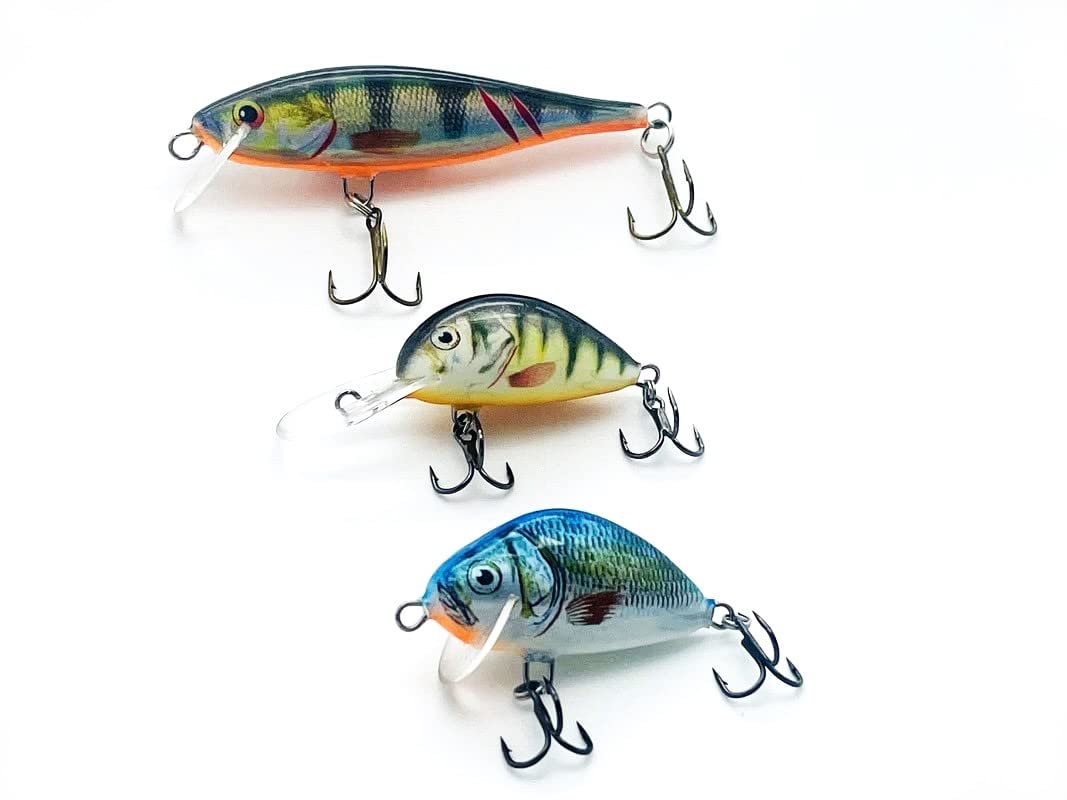 EVERBAY DORADO Wobblers Fishing Lures Set - Artificial Hard Crankbaits Kit -Fishing Tackles, Topwater Life-Like Swimbaits for Perch Trout Salmon Barbel Chub Freshwater, Floating & Sinking, 3pcs(Perch)