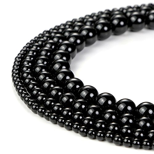 10mm Natural Black Onyx Beads Round Gemstone Loose Beads for Jewelry Making (38-40pcs/strand)