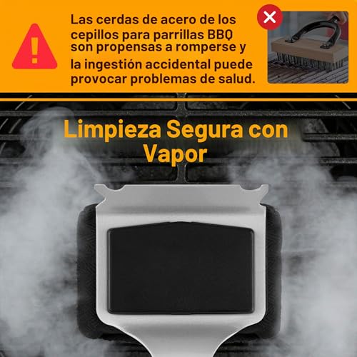 Pietuley Cepillo Barbacoa sin Cerdas con Inoxidable Raspador, Seguro Accesorios Barbacoa de Carbón Carbon BBQ Accessories, Churrasco Utensilios Barbecue Cepillo de Limpieza Gas Parrilla Oven Cleaner