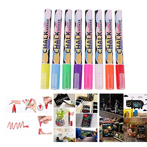 Prettyia Fluorescent Highlighter Liquid Chalk Marker Pen Erasable LED Writing Board Window Glass Pen Reversible Round and Chisel Nib Neon Color Pens - 3mm Tips - Orange