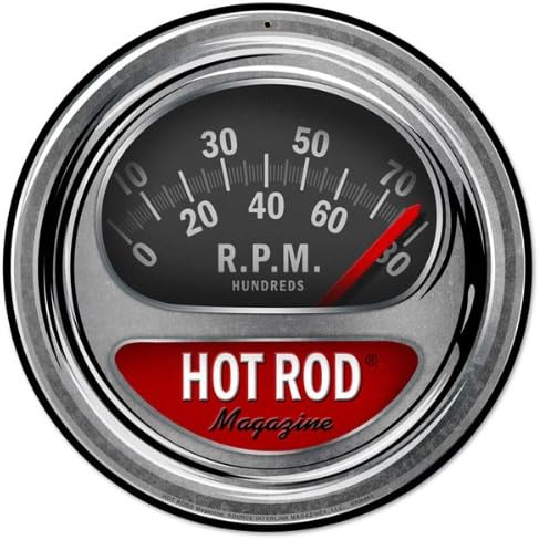 Hot Rod Magazine Tachometer Vintage Metal Sign Garage 14 X 14 Steel Not Tin