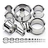 PAIR Steel Double Flare Tunnels Ear Plugs Earlets Gauges Pierced Body Jewelry
