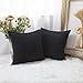 HOME BRILLIANT Decor Striped Corduroy Velvet Square Cushion Cover for Baby Supersoft Handmade Decorative Pillowcase, Black, Set of 2, 18 inch