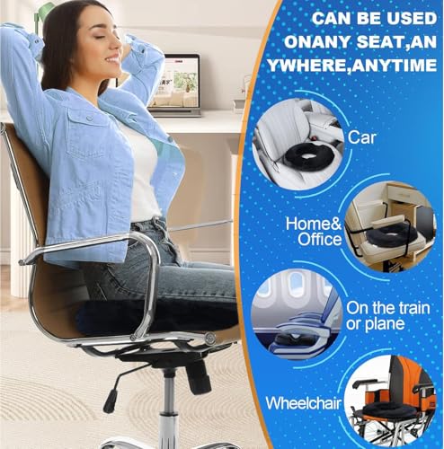 Ecosafeter Ergonomic Memory Foam Donut Cushion - Coccyx Support and Pressure Reduction for Office, Car and Home, Breathable Washable Cover