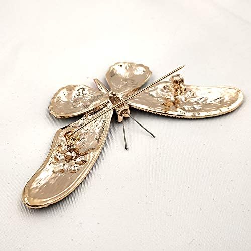 Black Butterfly Brooch Pin with Pink Stones and Crystal Wings