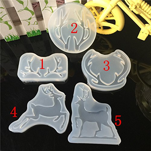 Elk Resin Mold Elk Antlers Silicone Mould for Epoxy Resin Craft Making Christmas Decoration (3Pcs Elk Antlers)