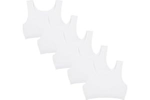 Donella Girls Training Bras - Soft Cotton Kids Sports Bra, 5 Pack Crop Tops