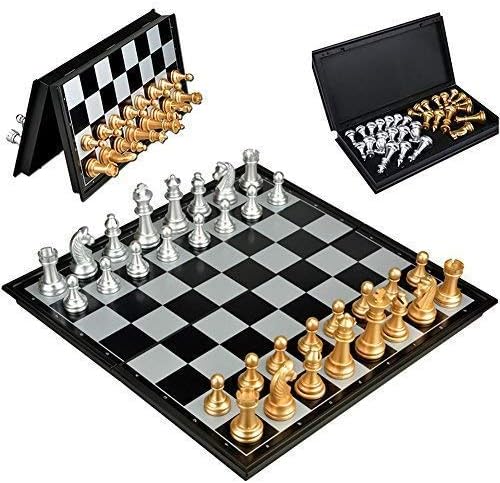 Travel Chess Sets Magnetic Folding Board Game for Kids Children Adults Beginners (32x32CM)