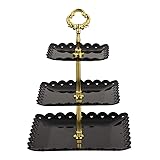 Black Square-Large 3 Tiered Serving Stand Tray Cake
