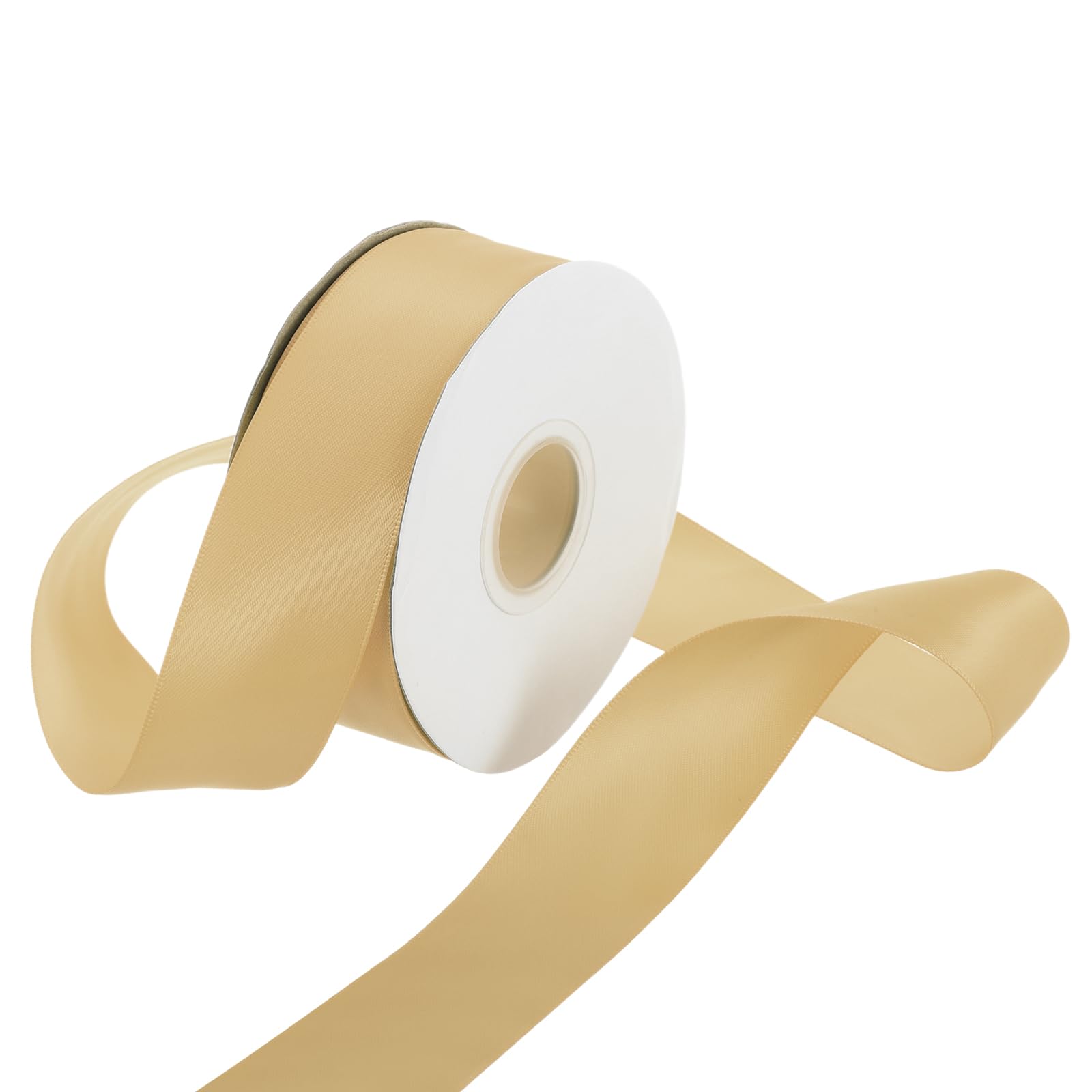 Rebower 32mm Satin Ribbon 23m Thick Double Face Grosgrain Silk Ribbon, [for Gift Wrapping, Hair Bows, Wedding, Cake, Flower] - 25 Yard/75ft/Gold