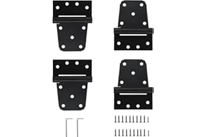 Self-Closing Spring Gate Hinge 3-1/2" Heavy Duty Automatic T Hinges Steel, Black Finish with Screws 4-Pack for Wood Fence Gate Vinyl Shed Door,HOME MASTER HARDWARE