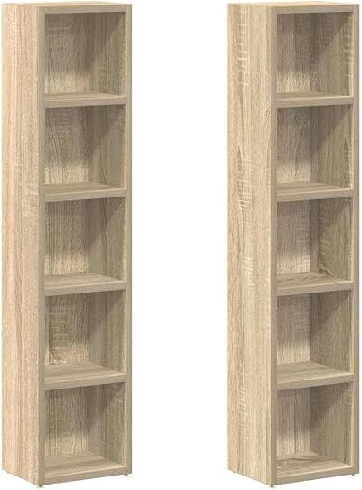 vidaXL CD Rack Set of 2 Engineered Wood Sonoma Oak 21x16x93.5 cm