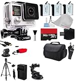 Gopro Hero4 Hero 4 Black Edition 4k Action Camera Camcorder & 64gb Microsd Memory Card Package with Case, Tripod, Extra Batteries, Charger , LED Video Light and More