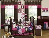 Western Horse Cowgirl Pink and Brown Baby Girl Bedding 9pc Crib Set