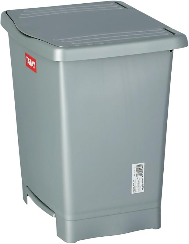 Lixeira para pedal tatay millenium, capacidade 23l, pedal retrátil, polipropileno, sem bpa, saco de lixo 30l, cinza, medidas 33,5 x 30 x 39cm