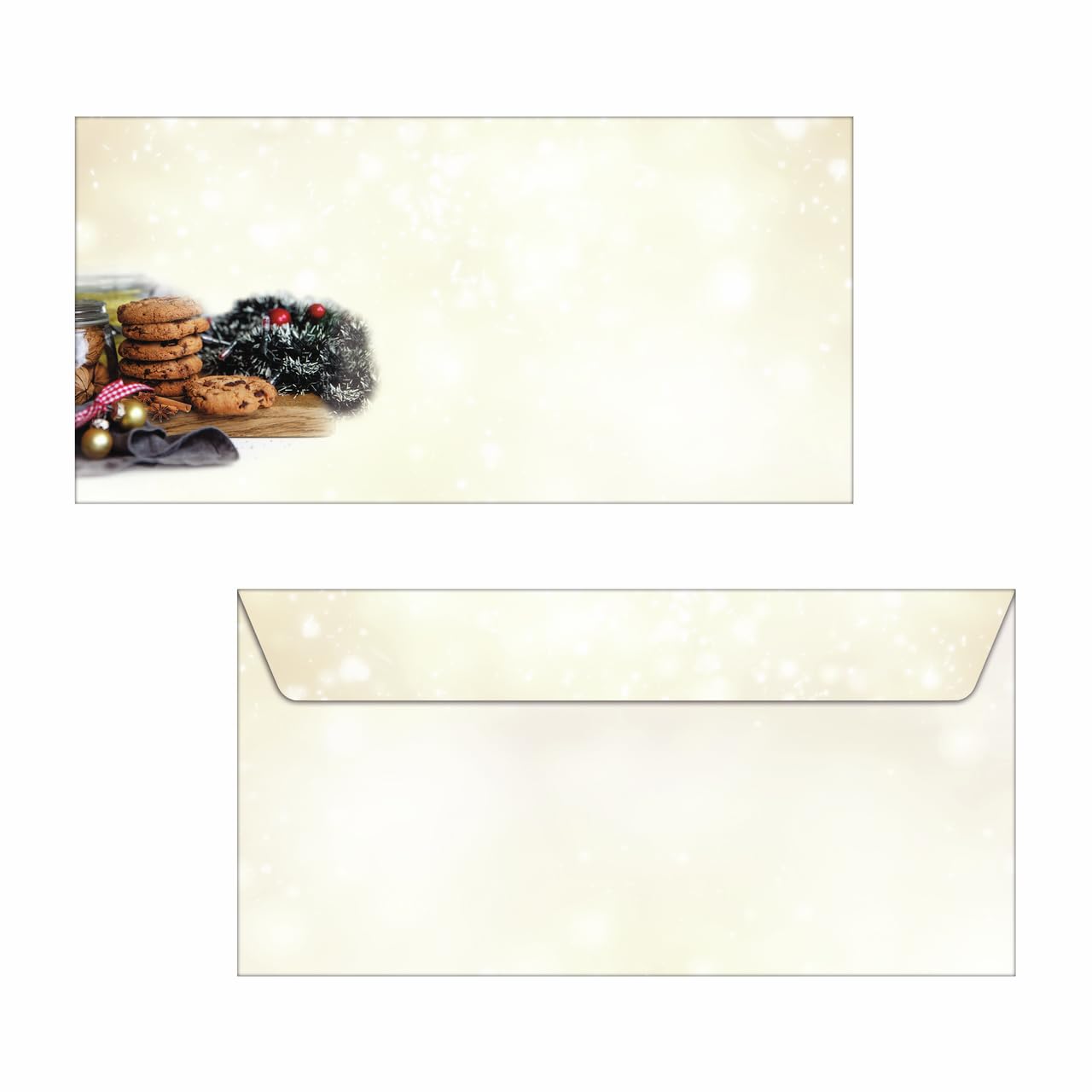 SIGEL DU304 Envelopes with Christmas pattern, Beige and brown, DL size (11 x 22 cm), 25 Pieces