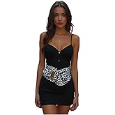 Women Leopard Elastic Wide Belt - Hip High Waist Gold Hook Buckle Animal Print Size L - XL