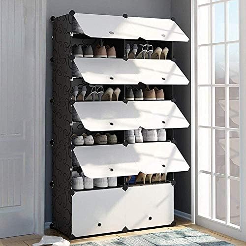 今ダケ送料無料 省スペース棚シューズ収納キャビネットポータブルdiyシューズラック靴収納オーガナイザータワーモジュラー キャビネット棚には扉付きプラスチック製食器棚 Color B