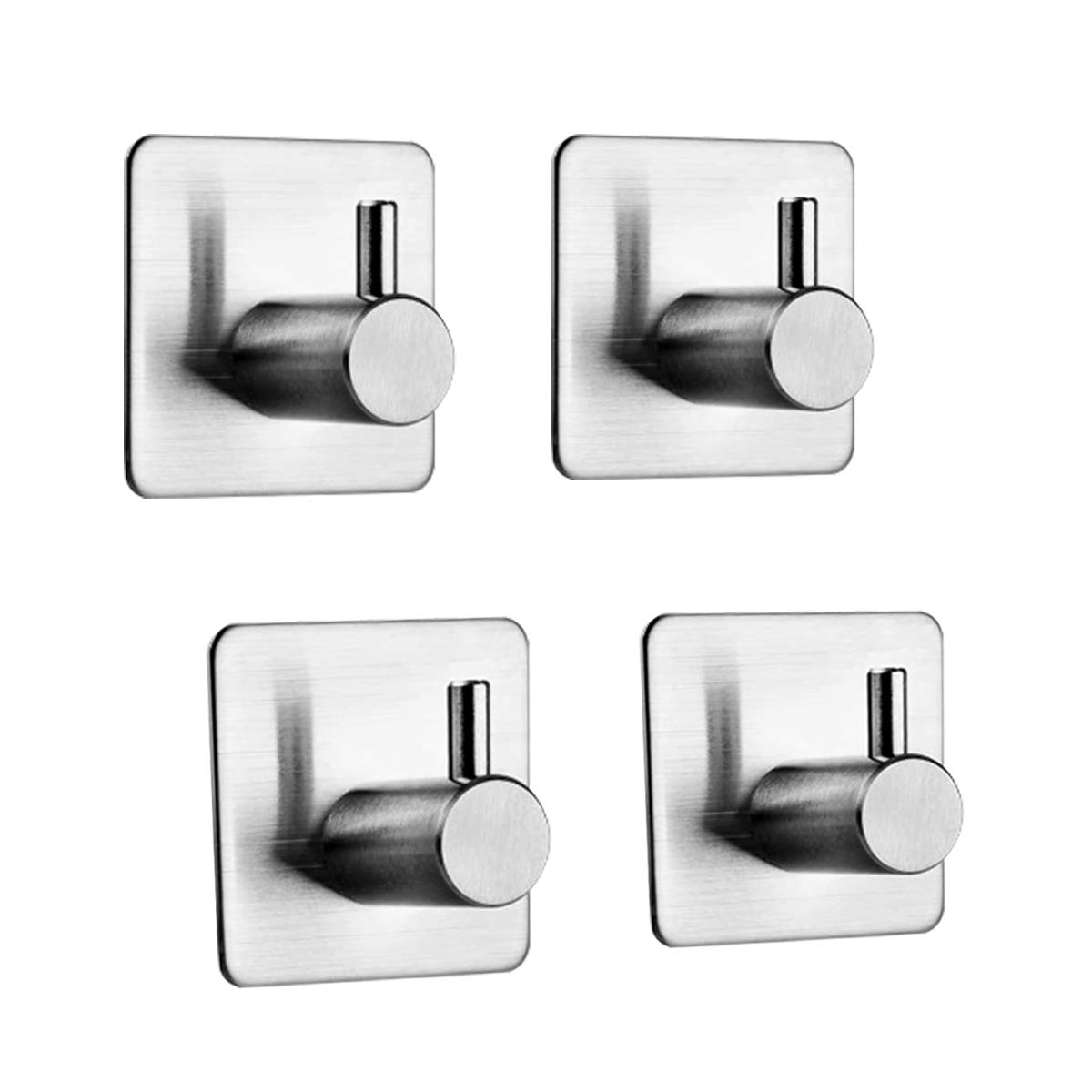 RBNANA [4 Pack] Self Adhesive Hooks, Heavy Duty Door Hooks, Stainless Steel Towel Hooks, Sticky Wall Hooks, Waterproof, Rust Proof for Kitchen, Bathroom and Bedroom