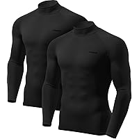 Zengjo Mens Base Layer Cold Weather Mock Turtleneck Shirt(Heather