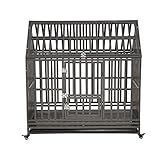 LUCKUP Heavy Duty Dog Cage Strong Metal Kennel and Crate for Medium and Large Dogs, Pet Playpen with Four Wheels,Easy to Install,48 inch,Black ... ...
