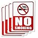 No Smoking Sign - 4 Pieces - Rust Free - Clear and Visible Text - Light, Tough, Long-Lasting - Stop Cigarette/Cigar Use - Perfect for Office
