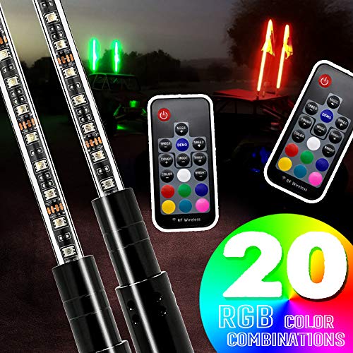 2PCS SIZZLEAUTO 3ft ATV UTV LED Whip Lights RGB Lighted Antenna Whips RF Remote Control w/US Flag for Off Road Jeep Sand Rails Buggies 4X4 Quad Can-am Maverick Yamaha Polaris RZR - Thumbnail 6