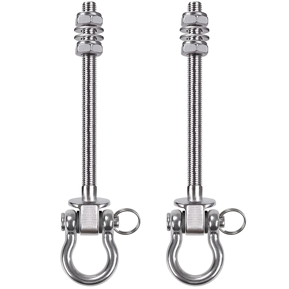 BeneLabel 2pcs Swing Hanging Bolts 23cm Hammock Hanger, Swivel Stainless Steel Beam Mounting Bearing Kit Set for Indoor Outdoor Playground Chair Yoga Rope Punching Bag Sandbag, 1800lbs