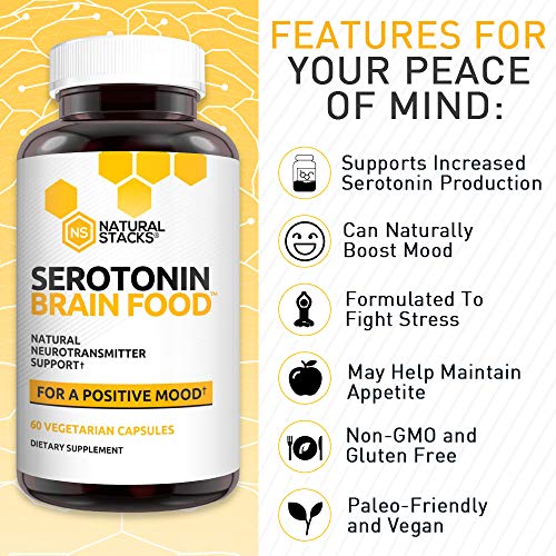 Natural Stacks Serotonin Brain Food Brain Supplement 30 Day Supply Promotes Healthy