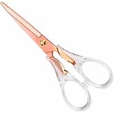 Creechwa Scissors 6.3 Inch, Clear Acrylic Handle with Stainless Steel Blade | Small Scissors for Scrapbook, Cute Scissors for Office Desk, Teachers Must Haves