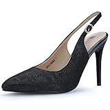 IDIFU Women's IN4 Slingback Closed Pointed Toe Ankle Strap Stiletto High Heel Buckle Dress Sandals Ladies Pumps Shoes