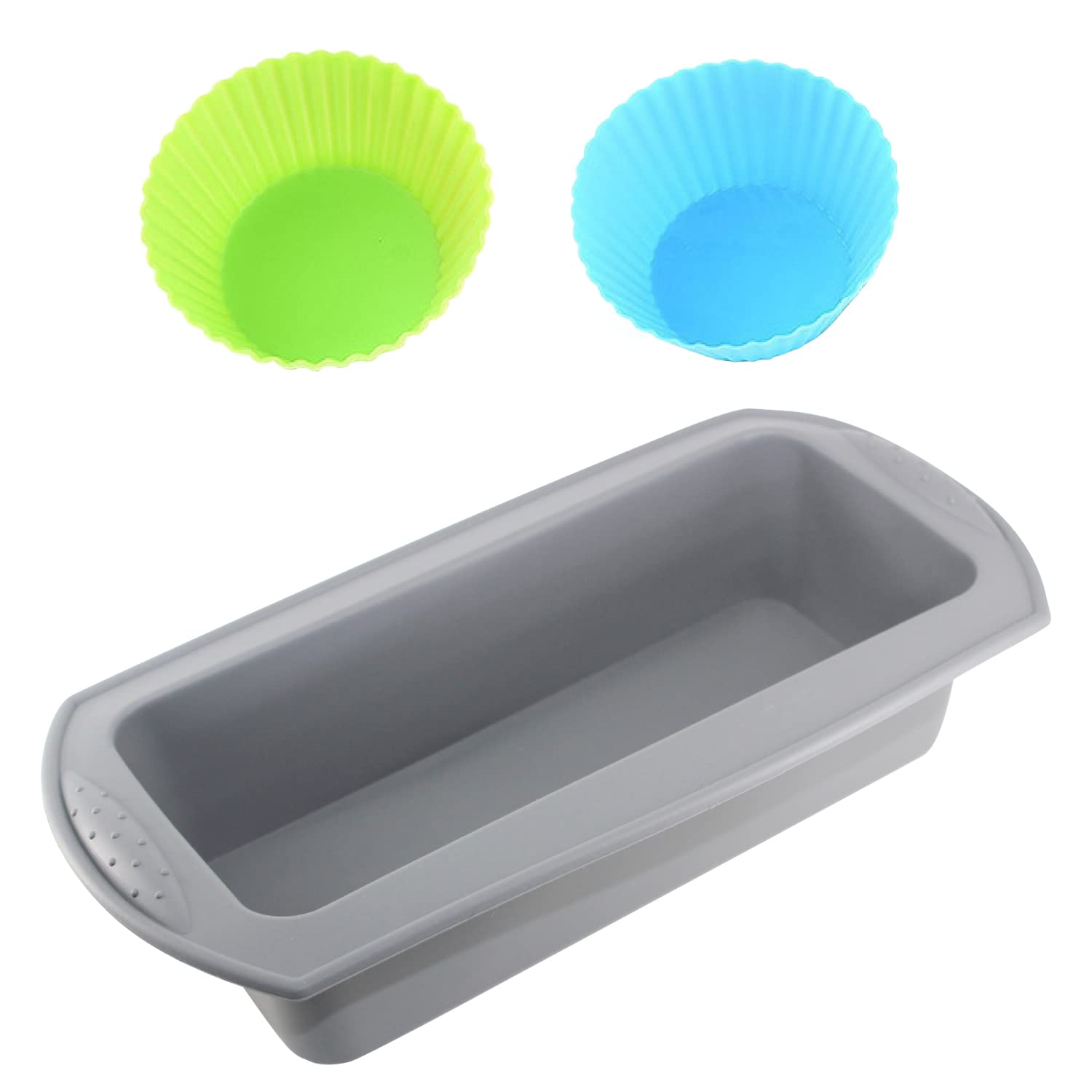 NINVVS Silicone Baking Mold Box 3 Pieces, Bread Baking Mold 1 Piece, Silicone Cake Cup Shape Muffin Cup Small Cake Cup 2 Pieces, Rectangular Cake Mold, Silicone Mold for Cake and Bread