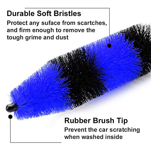 Linkhood 2-Pack Master Wheel Brush, Easy Reach Wheel and Rim Detailing Brush 18'' Long Soft Bristle, Car Wheel Brush, Rim Tire Detail Brush,Multipurpose use for Wheels,Rims,Exhaust Tips,Motorcycles - Thumbnail 2