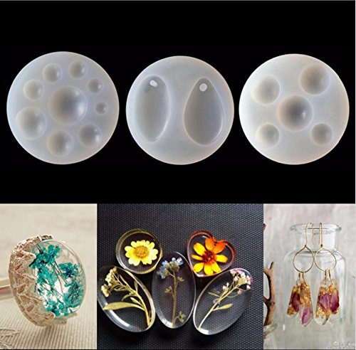 3pcs/Set Half Round/Teardrop Cabochon Silicon Mold Epoxy Resin Jewelry Making