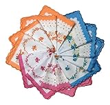 Women's Handkerchiefs 12 Pack Beautiful Cotton Vintage Inspired (Whites with Flowers)