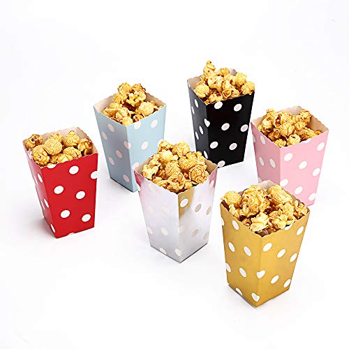 CLAIREBOX Popcorn Boxes Food Grade Multicolor Polka Dot Design for Movie Party, Theater Night, Festivals, Wedding Favors