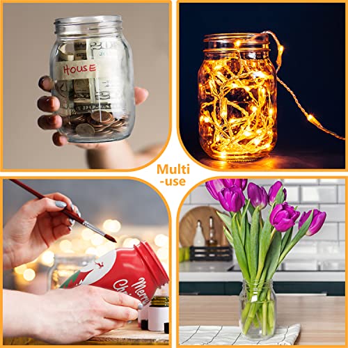 32 oz Wide Mouth Mason Jars with Metal Lids & Plastic Lids, Quart Size