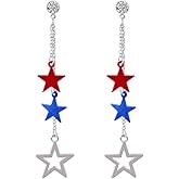 American Flag Earrings for Women 4th of July Patriotic Earrings Independence Day Earrings Cute Red White Blue USA Drop Dangle Earring Jewelry