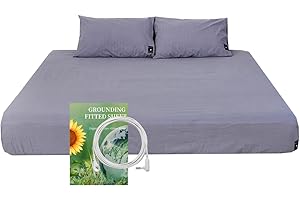 KLASLAV Grounding Fitted Sheet Kit, Conductive Sheet with Silver Fiber, Grounding Cord, Grounding Bed Cover for Efficient Sleep, Reduce Stress Natural Health,Grey (Queen)