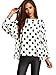 SheIn Women's Polka Dots Batwing Sleeve Top Blouse - White Small