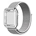 QIENGO Compatible with Apple Watch Band with Case 38MM, Soft Nylon Strap with Silicone Protective Case, Replacement for iWatch Sport Series 3/2 / 1 (Seashell, 38mm)