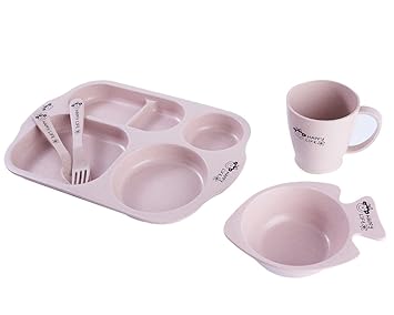 LINAG Platos Infantiles Niños Tazón Plato Taza Fibra De Bambú Bebé ...