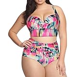 Haicoo Plus Size High Waist Vintage Retro Bikini Women Push Up Separate Swimwear