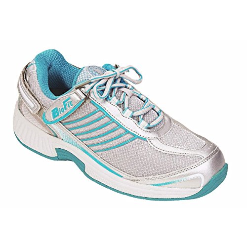 Orthofeet Verve Comfort Wide Orthopedic Diabetic Athletic Shoes for Women Turquoise Fabric & Leather 7.5 XW US