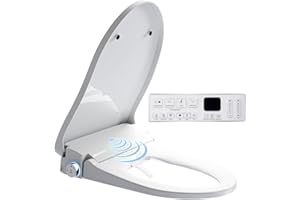 HILARILY Electric Heated Bidet Toilet Seat, Auto Open & Close Lid, Thermostatic Warm Water Bidet with Dryer, Heated Bidet Seat Elongated, Bubble Wash, Massage, Kids Model, Remote Control, Night Light, White
