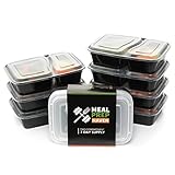 Meal Prep Haven Stackable 2 Compartment Food Containers with Lids, Set of 7 (Kitchen)