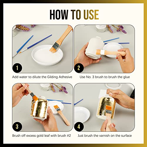 Aoibrloy 120ml Gilding Adhesive Set, Gold Leaf Adhesive and Varnish for