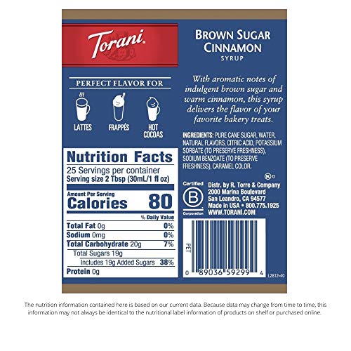 Torani Syrup, Brown Sugar Cinnamon, 25.4 Ounces (Pack of 4) Pricepulse